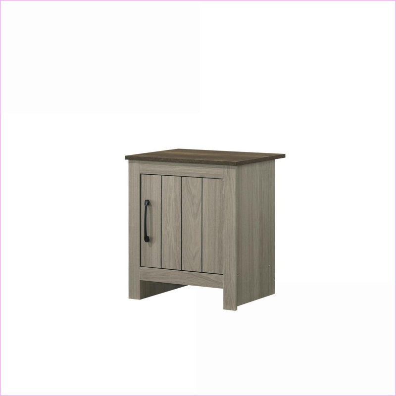 Table basse en chêne gris avec 1 porte d'armoire Nyla - Rangement peu encombrant pour le salon