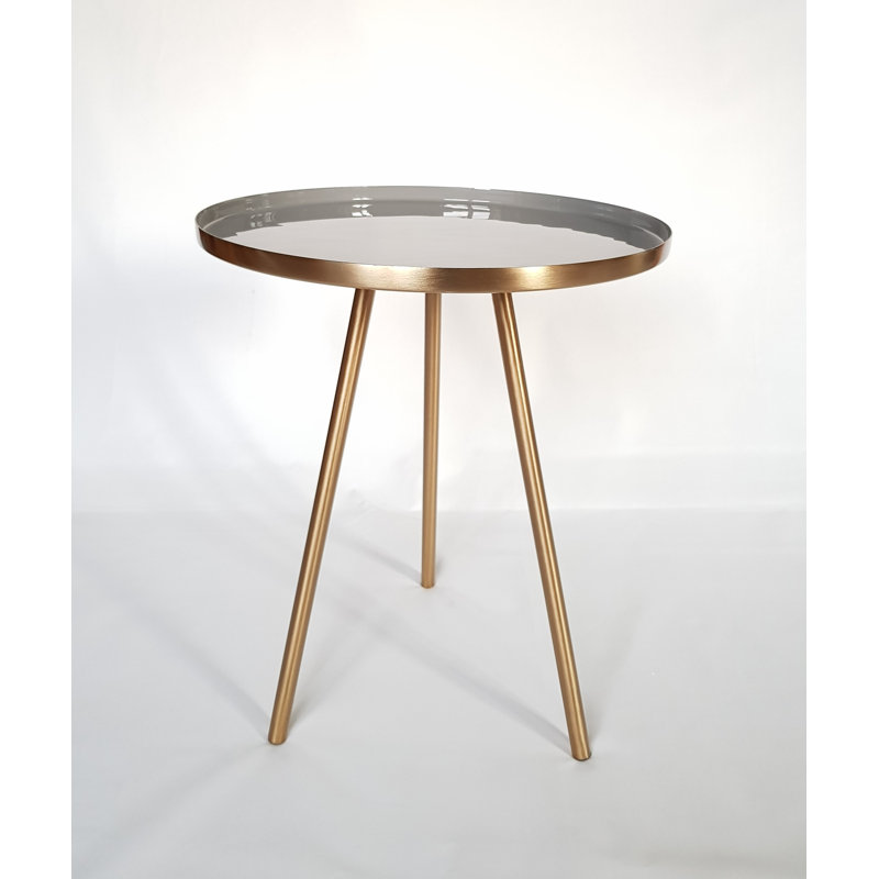 Roger Tray Top End Table, Brass, Grey