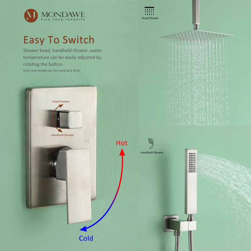 Robinet de douche Calder avec valve brute, Nickel brossé
