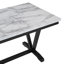 Table de salle à manger de style moderne 6 pièces avec 4 chaises et 1 banc, table avec placages en marbre et pieds en V (blanc)