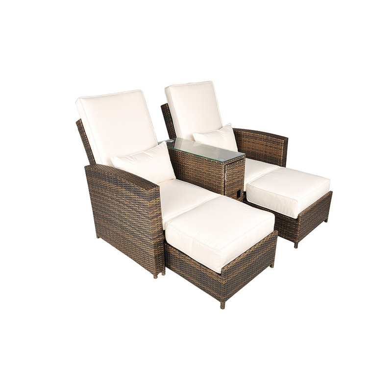 Harker 82cm Long Reclining Double Chaise with Cushions and Table