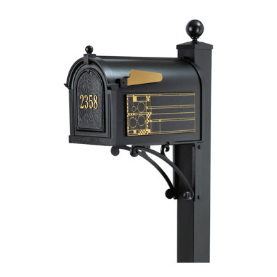 Package: Deluxe Mailbox Frank Lloyd Wright Coonley Package #1 (Capitol Mailbox, Deluxe Post, Personalized Door, Non-Personalized Coonley Side Plaques)