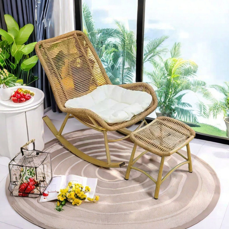 Chaise berçante en PE, Brun