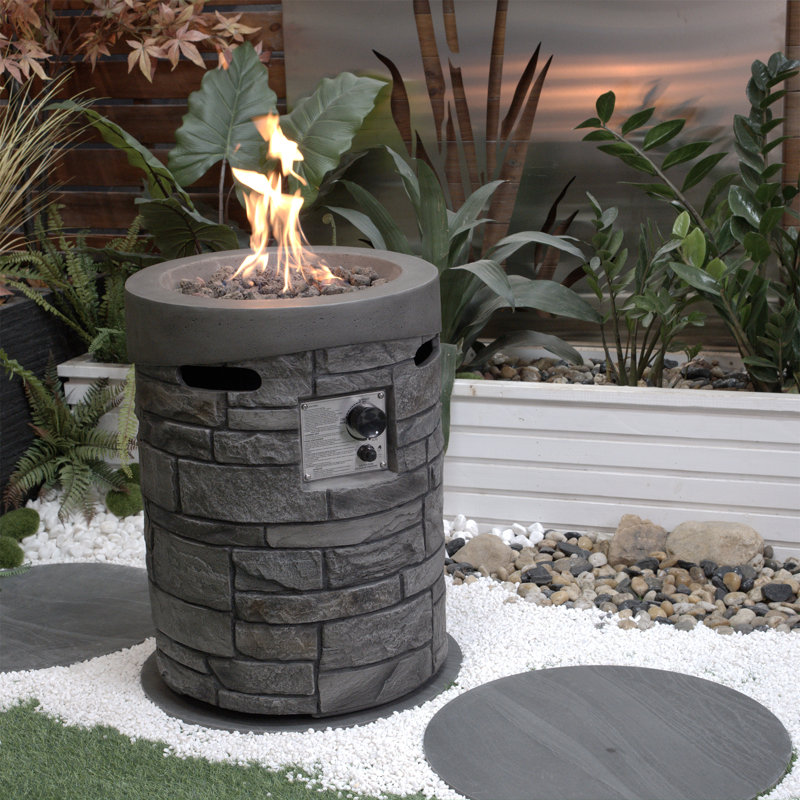 32000 BTU, CSA Certification Diameter 20 Inch Round Outdoor Gas Fire Pit,Contain 2.5Kg Lava Stone And Rainproof Cover,Magnesium Oxide Cultured Stone Surface Finished