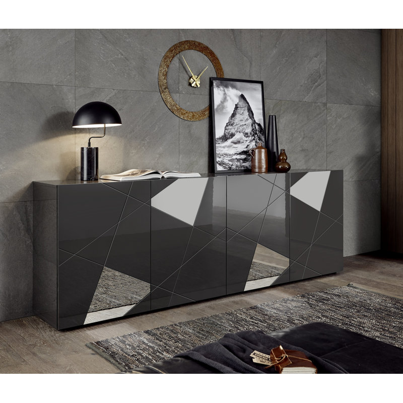 Tavaldo 241cm Sideboard, Grey Gloss
