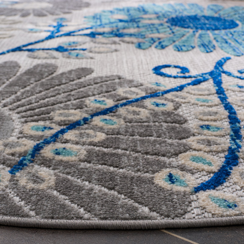 Kellems Performance Floral Indoor/Outdoor Area Rug, Round 3'