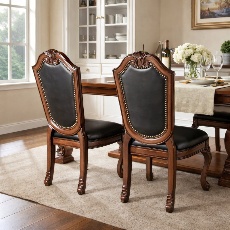 Chaise d'appoint en cuir synthétique Chateau De Ville, Cerise noir, 2 chaises
