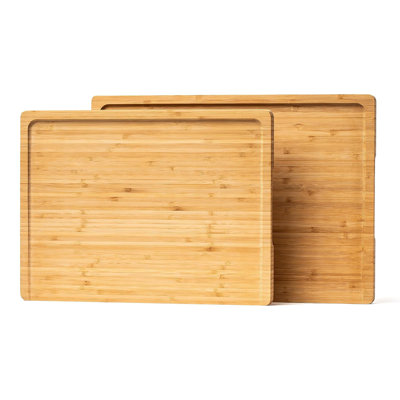 2 Pack Bamboo Cutting Boards Set for Kitchen