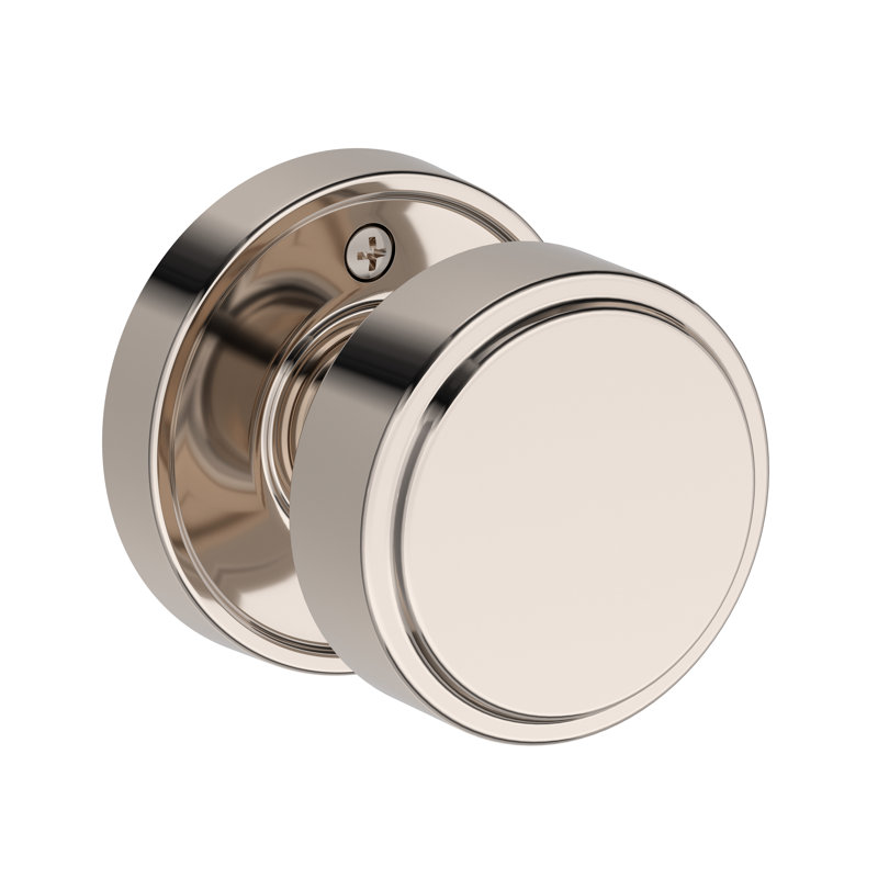 Vashon Passage Knob with Recessed Round Rose in Matte Black, Lifetime (PVD) Polished Nickel