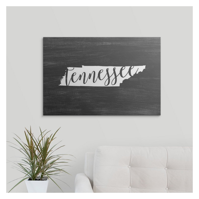 «Home State Typographie Tennessee», impression de cercle intérieur, H 40 po x l 60 po x P 1,5 po, Toile
