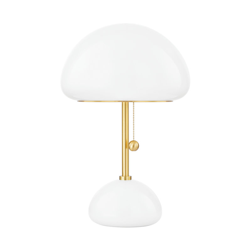 Aged Brass and Opal Glass Table Lamp
