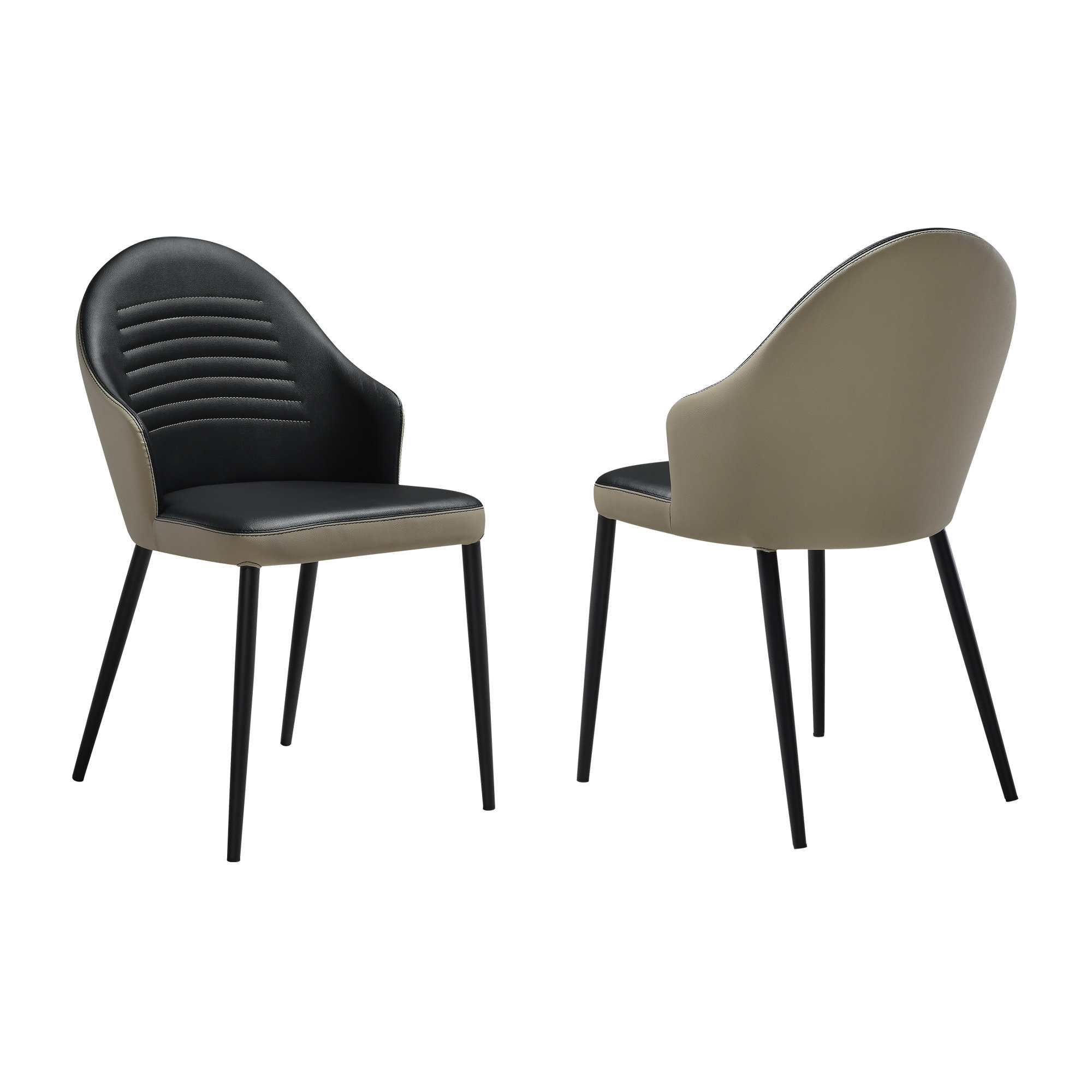 Corrigan Studio?? Kamen Modern Dining Chairs in Taupe Gray and Black Faux Leather with Black ...