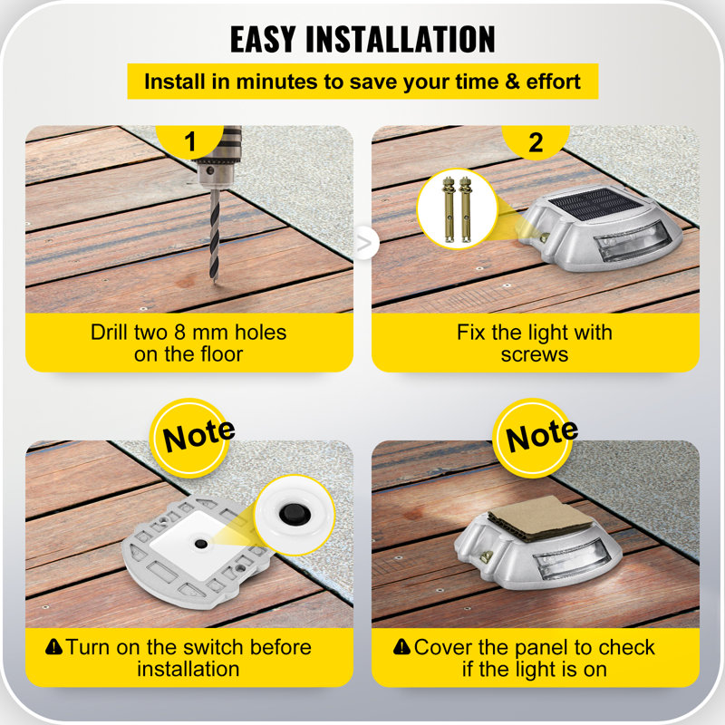 Solar Dock Lights Low Voltage Solar Powered Integrated LED Pathway Light Pack, White