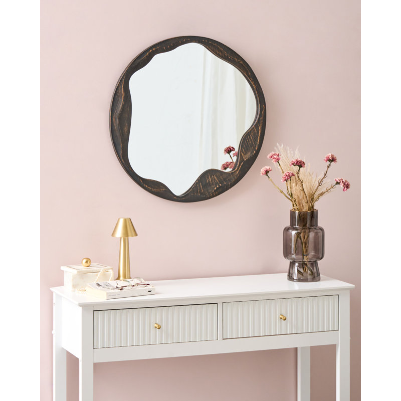 Solid Wood Round Floor Mirror