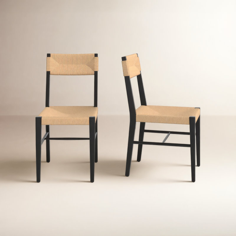 Cody Solid Wood Slat Back Side Chair, Black, Black