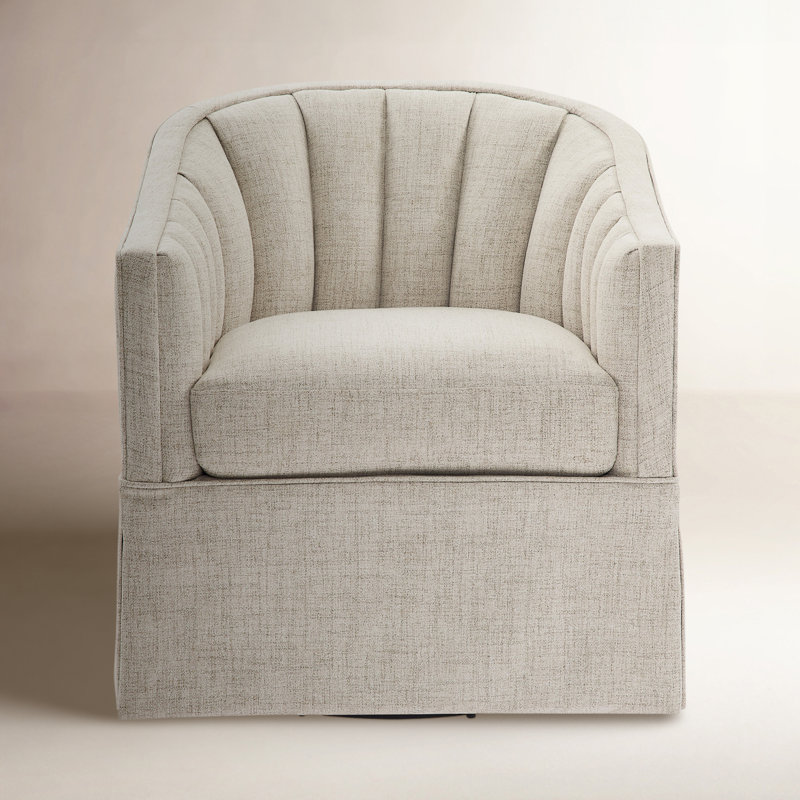 Milnor Sanibel Skirted Swivel Accent Chair, Ivory