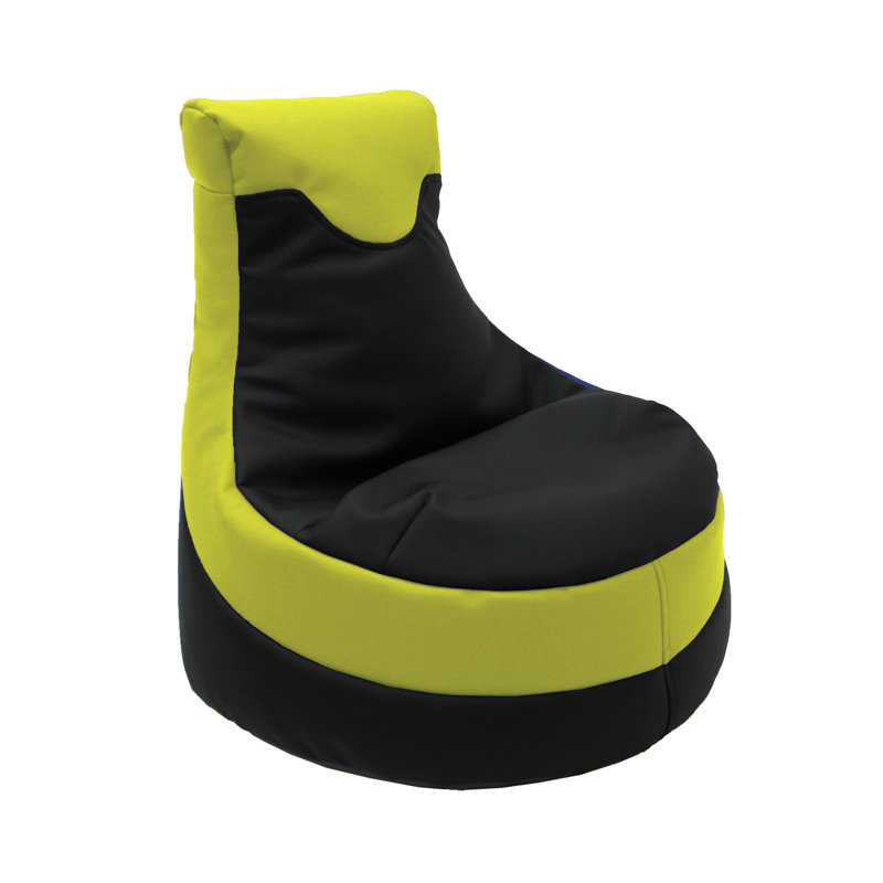 SoftScape Little Gamer Kids Bean Bag, Black/Lime Faux Leather