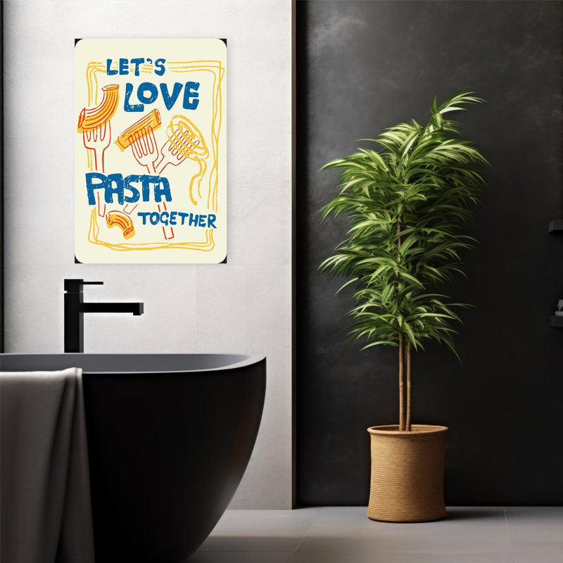 «Love Pasta Together», art mural rétro, H 24 po x l 16 po