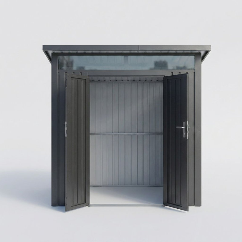 Abri de jardin en métal robuste et résistant au vent, modèle Penguin Arvada, 2,25 m x 2,50 m (7,4 pi x 8,2 pi) - Gris foncé