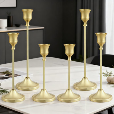 Ensemble de porte-bougies 6 pièces en métal, candélabre élégant pour centre de table, décorations d'Halloween, de mariage et de fêtes