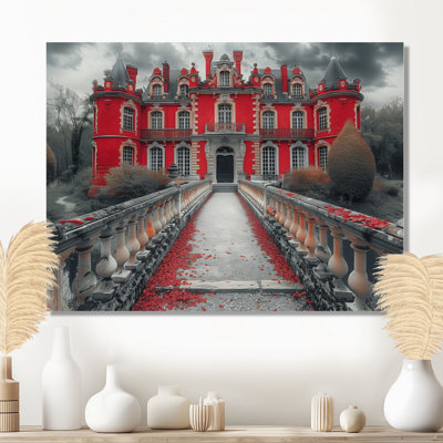 Décoration murale monochrome rouge en automne manoir en Allemagne II - Châteaux