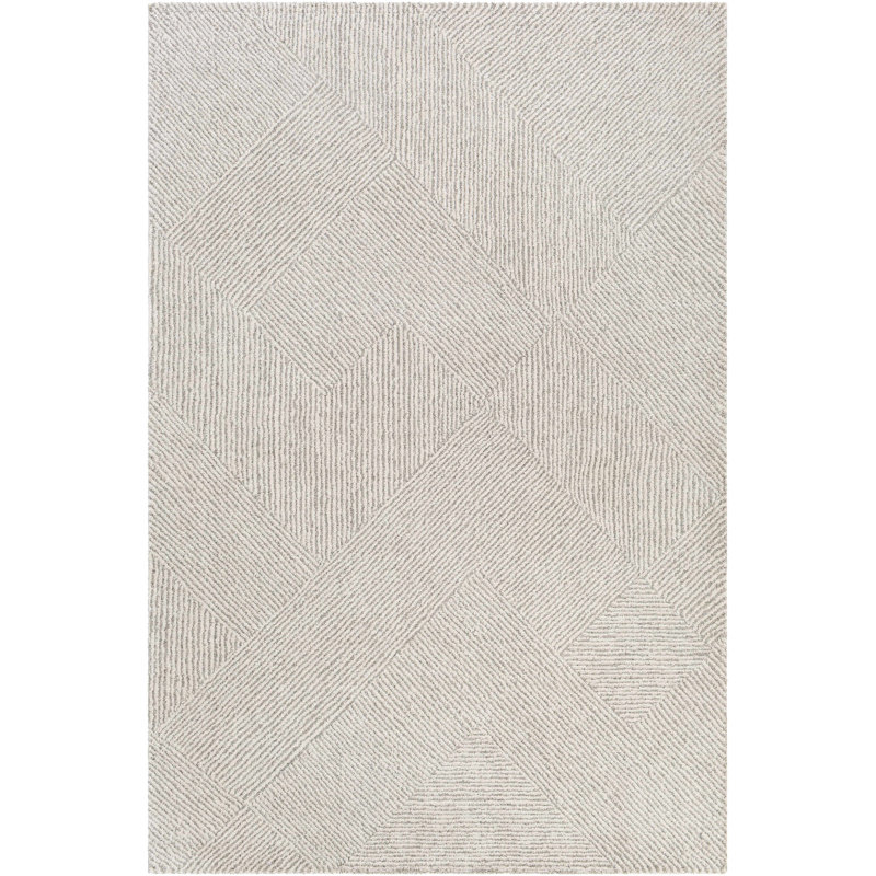 Tapis gris / ivoire Tina, Rectangle 5 pi 3 po x 7 pi 3 po