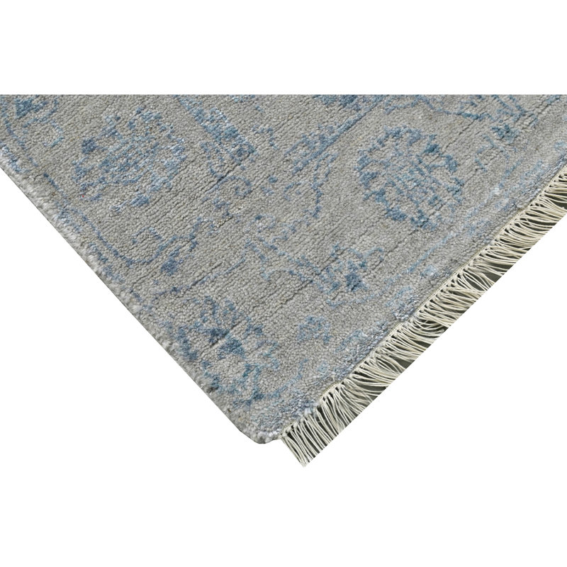 One-of-a-Kind Rectangle 2'6" x 10'2" Area Rug in Silver/Aqua