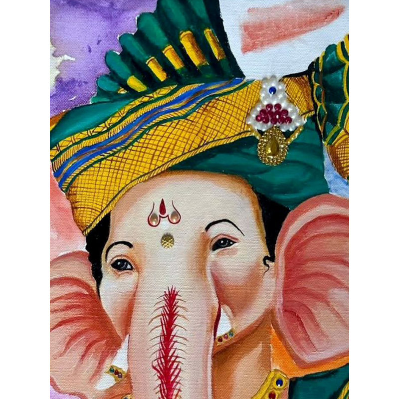 Ganaraja - Siddhivinayaka Ganesha | Mélange de clous en acrylique | Par Sambedna