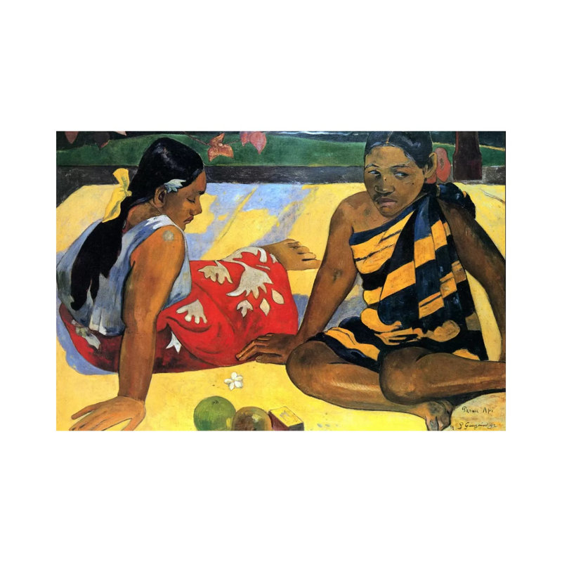 Two Women Sitting by Paul Gauguin - Wrapped Canvas Panoramic Painting, 20.32 cm H x 30.48 cm W