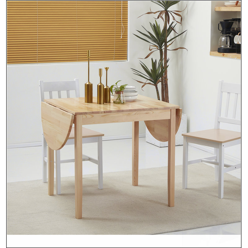 55" Solid Wood Kitchen Table, Drop Leaf Tables for Small Spaces, Folding Dining Table, Natural, Natural