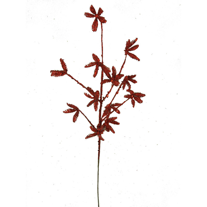 Piquet de Noël feuille scintillante, Rouge