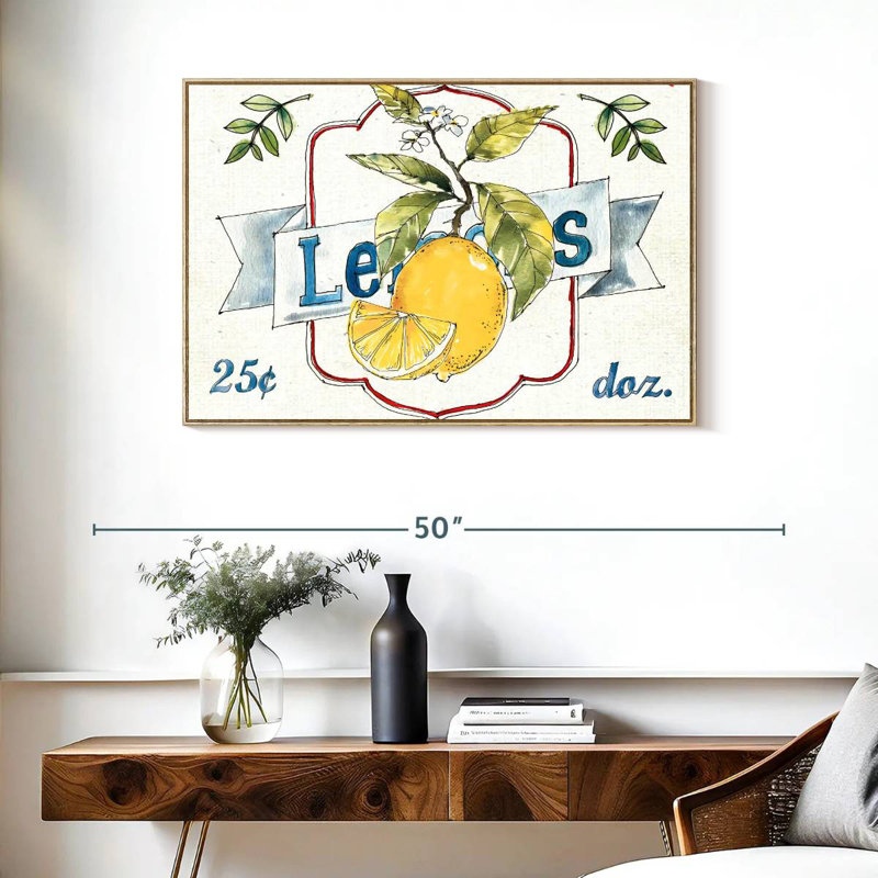 Plaque murale Fruit Stand II, Cadre flottant en bois naturel, 37 po x 25 po