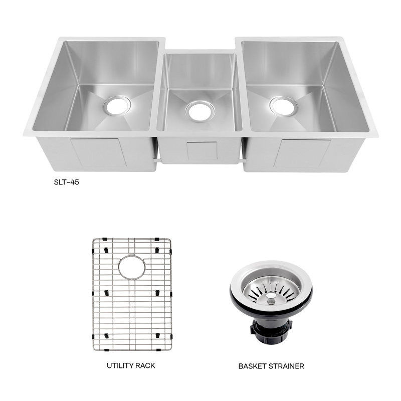 DuraSnow® ZLINE 45" Breckenridge Undermount Triple Bowl Fingerprint Resistant Stainless Steel Kitchen Sink with Bottom Grid