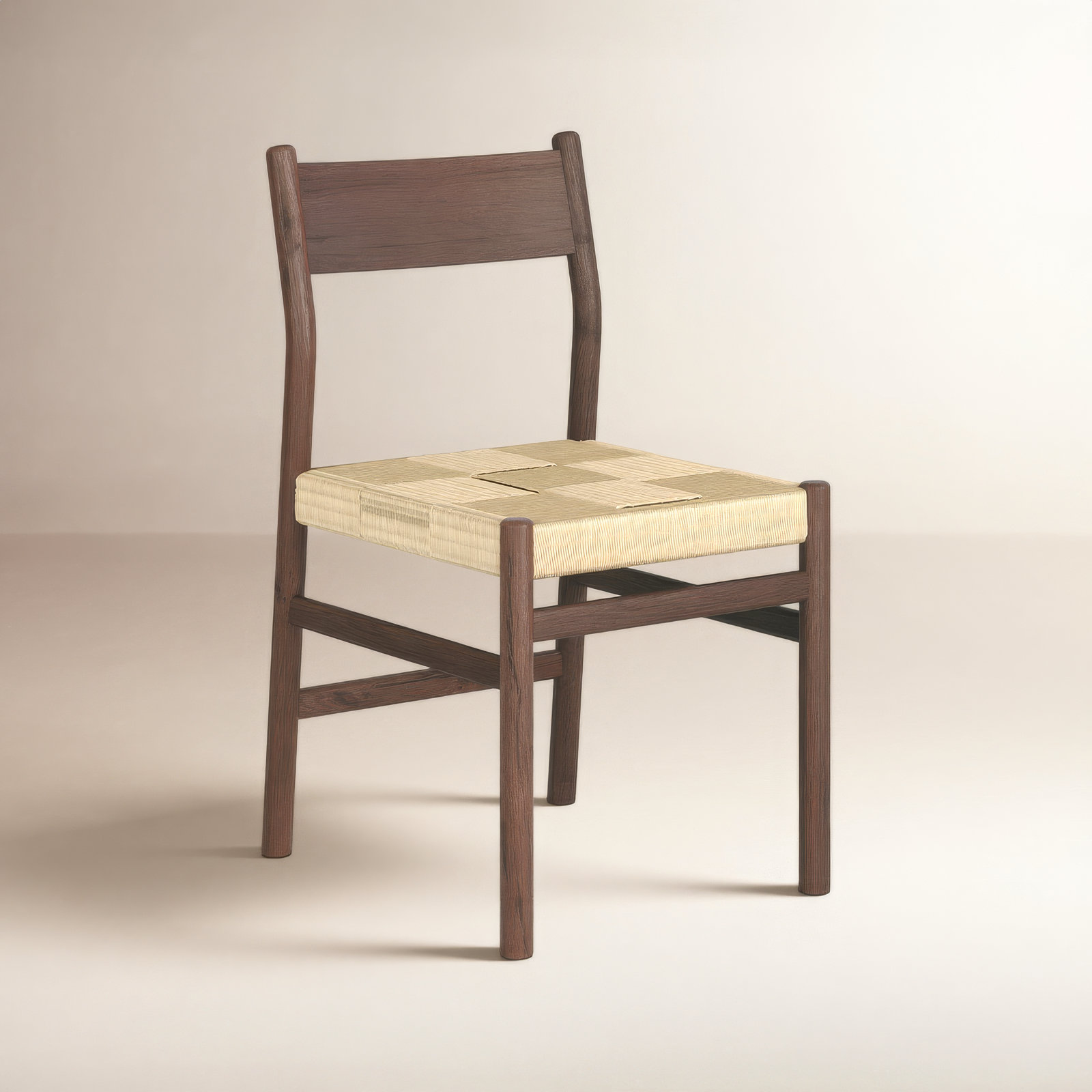 Enna Solid Oak & Danish Cord Dining Chair, Brown