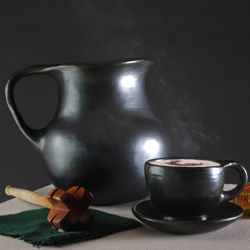 Traditional Black Clay La Chamba Pitcher, 8.1 Inch