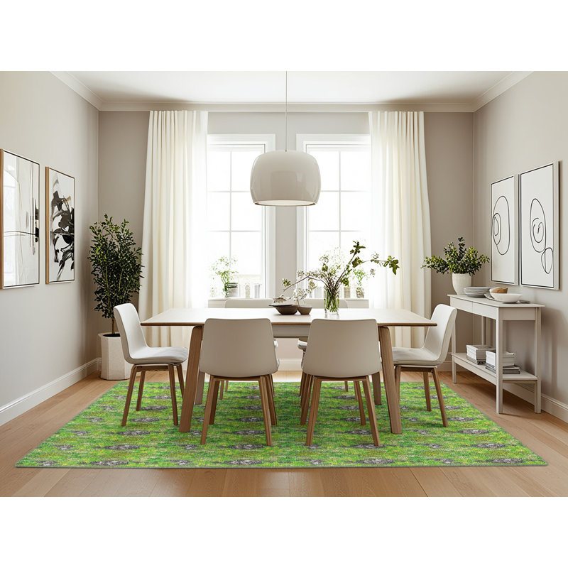 Tapis vert tissé à la machine, Rectangle 7 pi x 10 pi