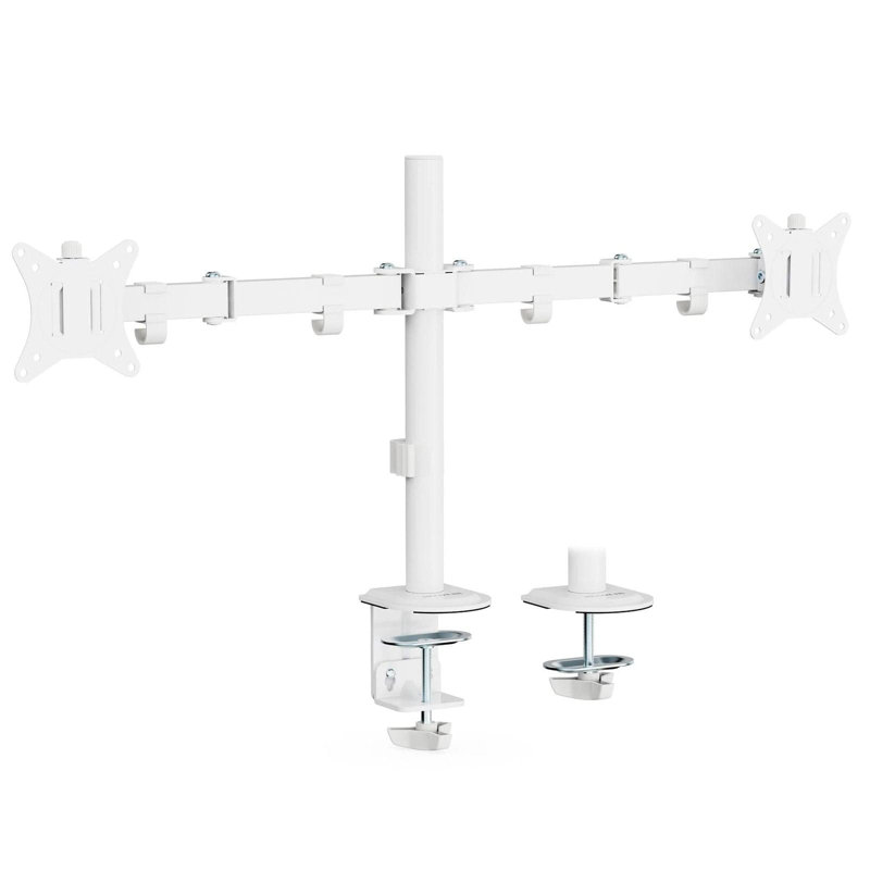 Full Motion Dual Monitor Desk Mount for Monitors 17" - 32", White