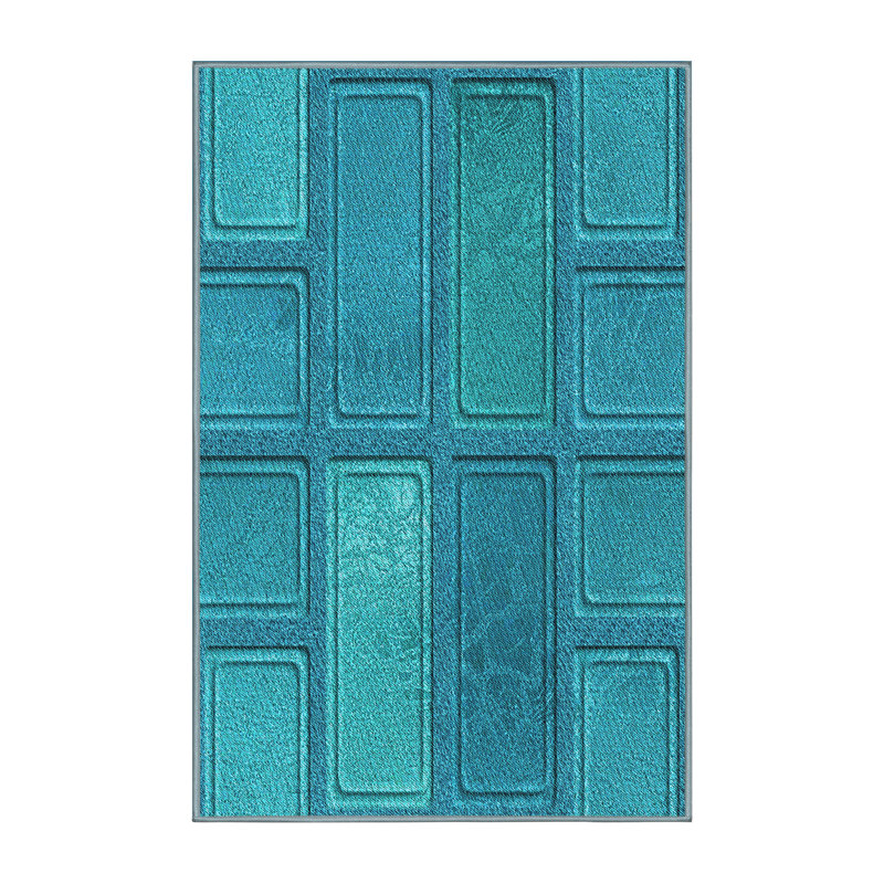 Tapis à motif géométrique turquoise, Rectangle 5 pi x 7 pi