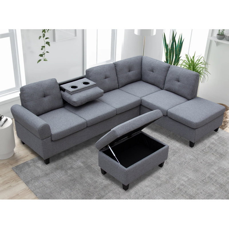 Stumbaugh Upholstered L-Shaped Sectional Reversible
