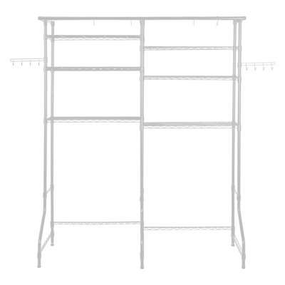Étagère de rangement au-dessus de la laveuse et de la sécheuse, séchoir à linge à 6 niveaux avec tringle et crochets, tablettes réglables, économiseur d'espace