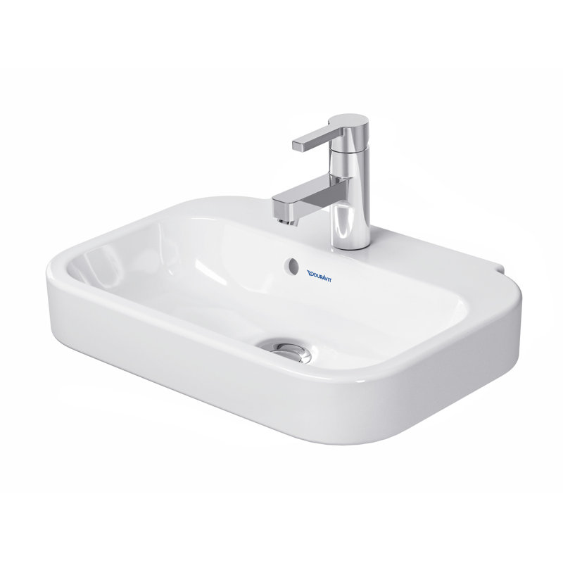 Duravit Happy D.2 Ceramic 20" Wall Mount Bathroom Sink with Overflow