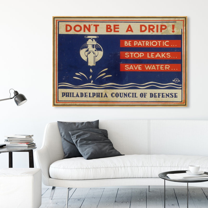 Don't Be a Drip - reproduction d'art, Toile encadrée d'or