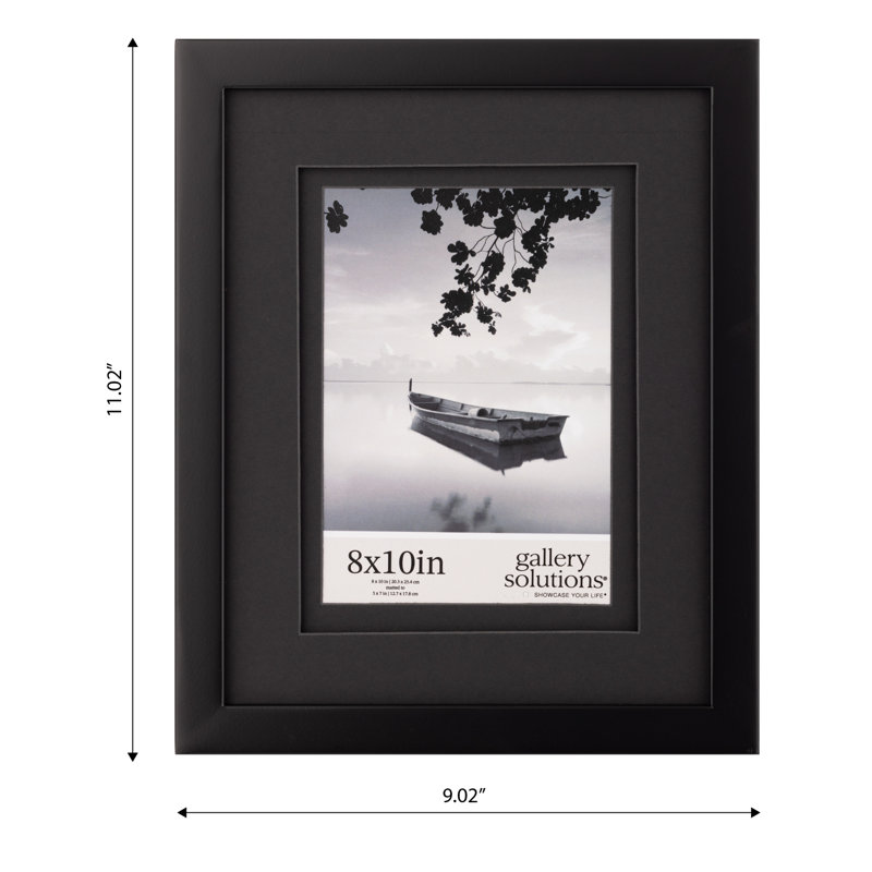 Gallery Solutions 8x10 Black Wood Frame with Double Mat