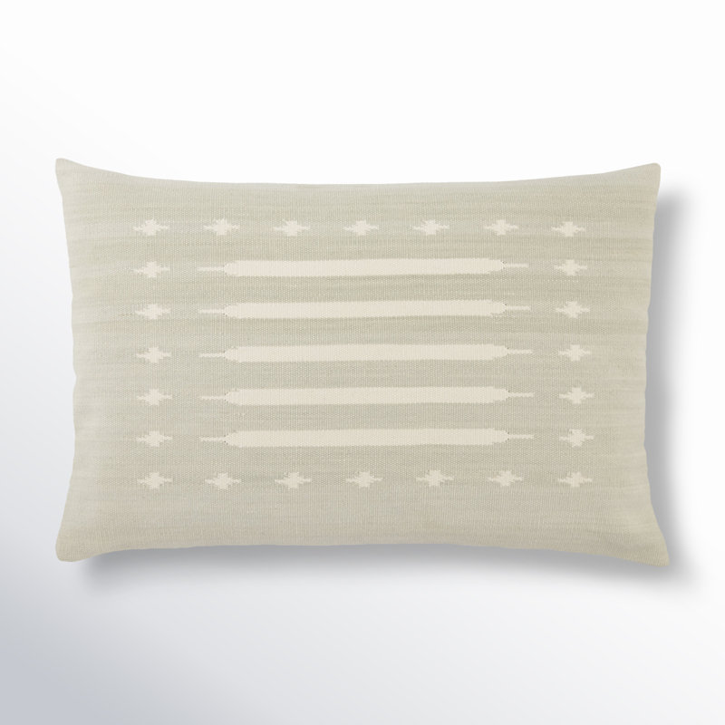 Estela Modern Geometric Cotton Lumbar Pillow - White