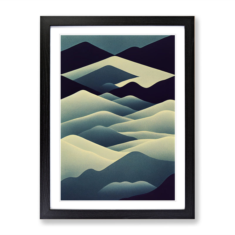 Surreal Abstract Mountain Landscape No.5 - Single Picture Frame Print, Black Framed, 34cm H x 25cm W x 2cm D