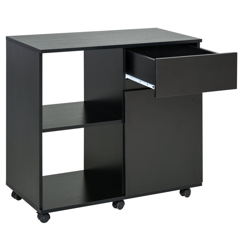 Classeur latéral à 1 tiroir et 2 tablettes, Noir