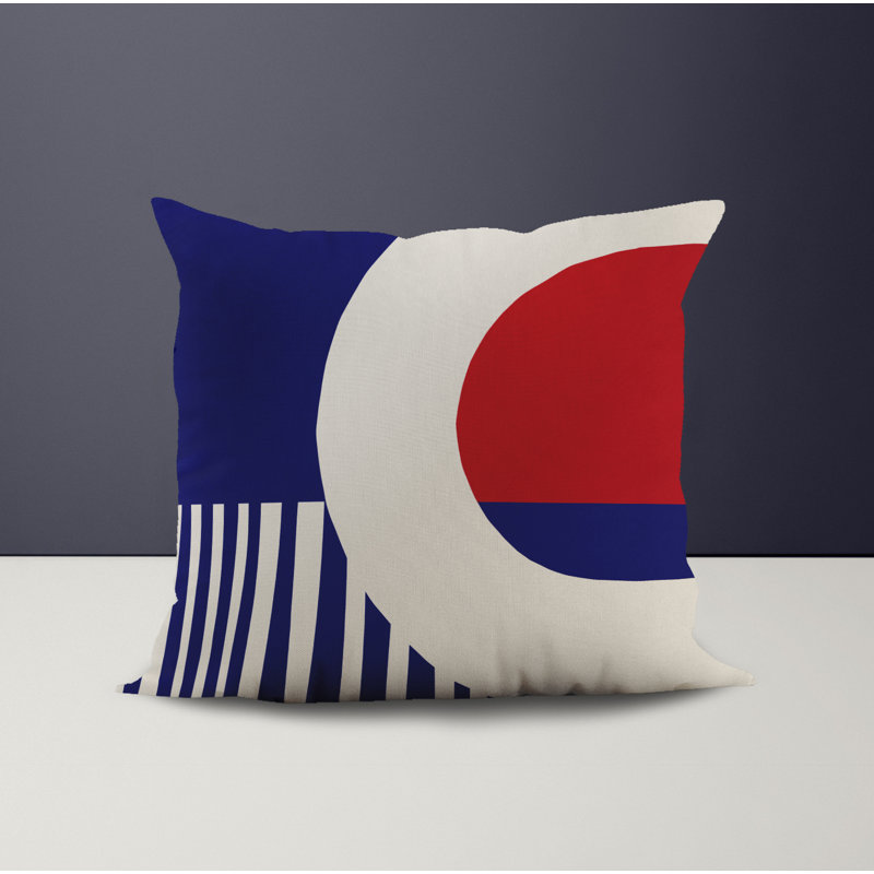 Jeté carré en polyester intérieur / extérieur, L 17 po x H 17 po, Rouge / bleu marine