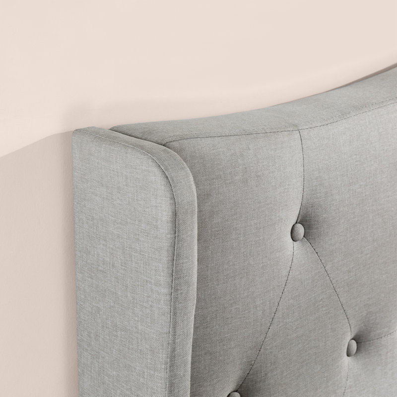 Amabel Tufted Upholstered Platform Bed, Light Grey, King