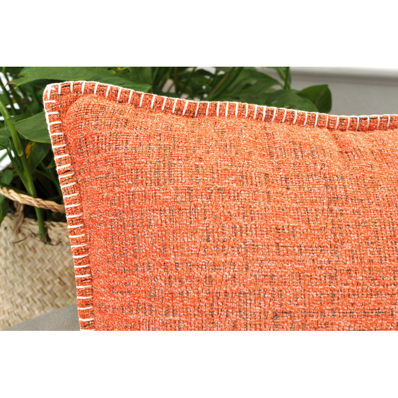 Orange Chenille 26" x 26" Square Throw Pillow Covers Set