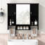Armoire de rangement murale moderne 35 po x 28 po, armoire de salle de bain murale avec miroir, armoire à pharmacie avec barre à serviettes